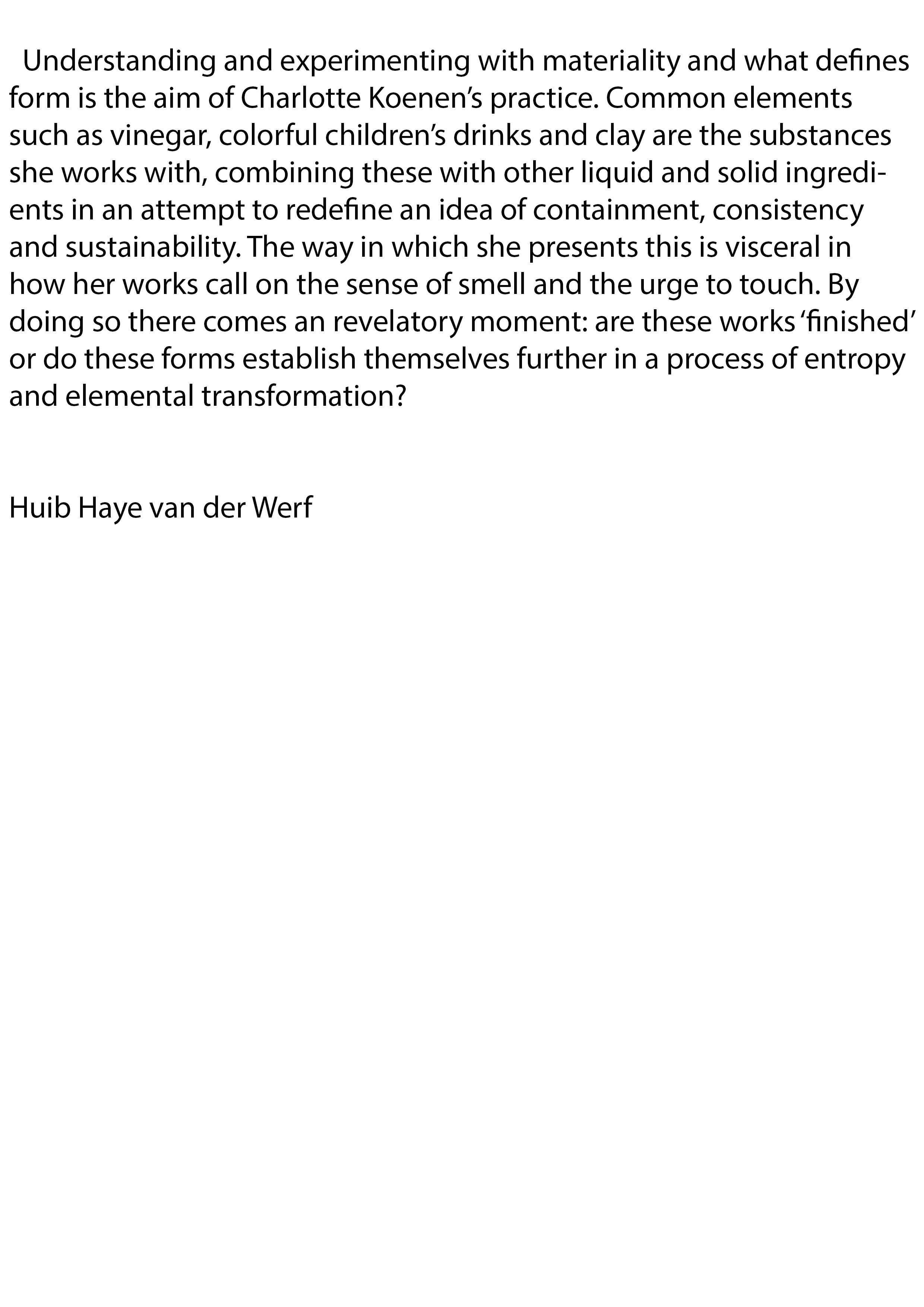 Text from Huib Haye van der Werf